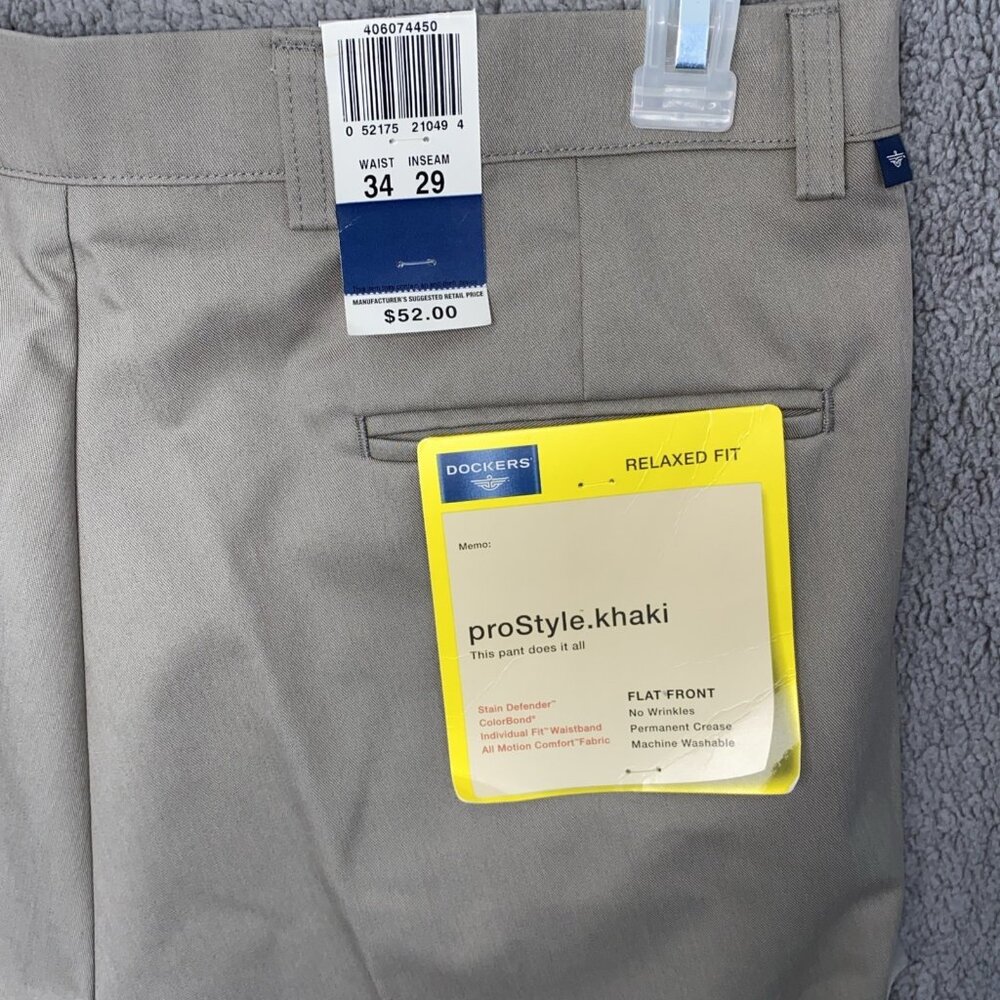 NWT DOCKERS‎ Khaki Pants Men 34x29  Flat Front Relaxed Fit Stain Defender - Picture 6 of 8